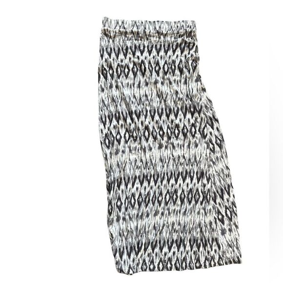 DALIA White Printed Stretch High Waisted Long Flowy Maxi Skirt S - Picture 4 of 8